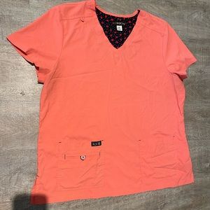 Coral Koi Basics v-neck scrub top